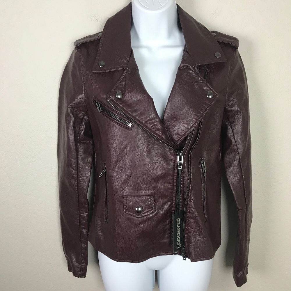 Blank NYC Burgundy Vegan Leather Moto Jack…